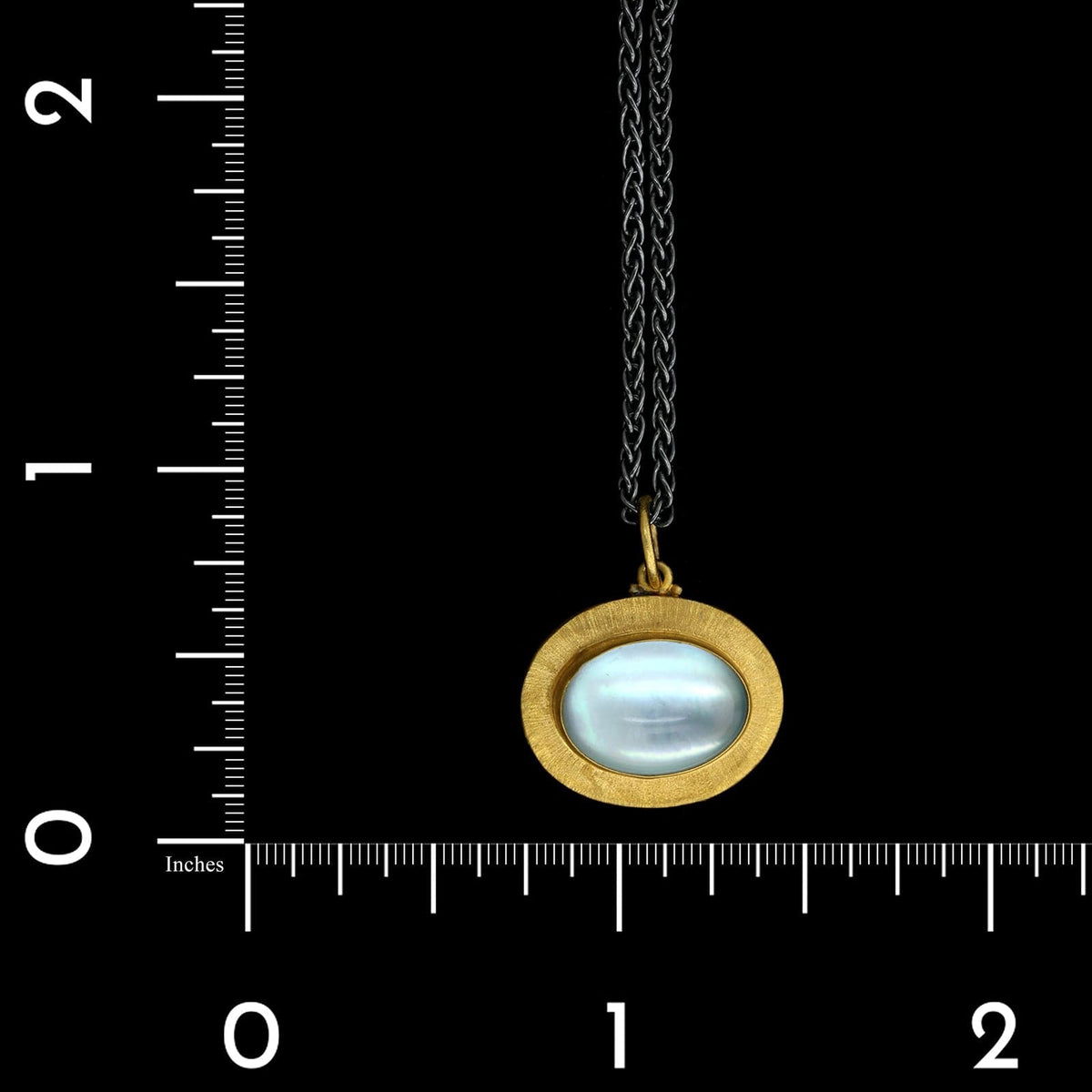 Lika Behar Sterling Silver 24K Yellow Gold Estate Blue Topped Mother of Pearl Pompeii Pendant Necklace