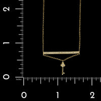 14K Yellow Gold Estate Diamond Bar and Key Necklace