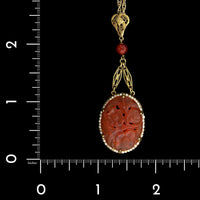14K Yellow Gold Estate Carnelian and Seed Pearl Necklace