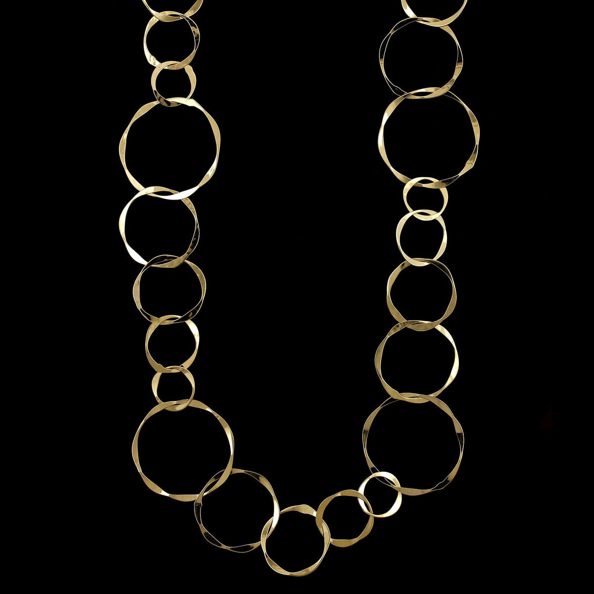 14K Yellow Gold Estate Interlocking Hoop Necklace