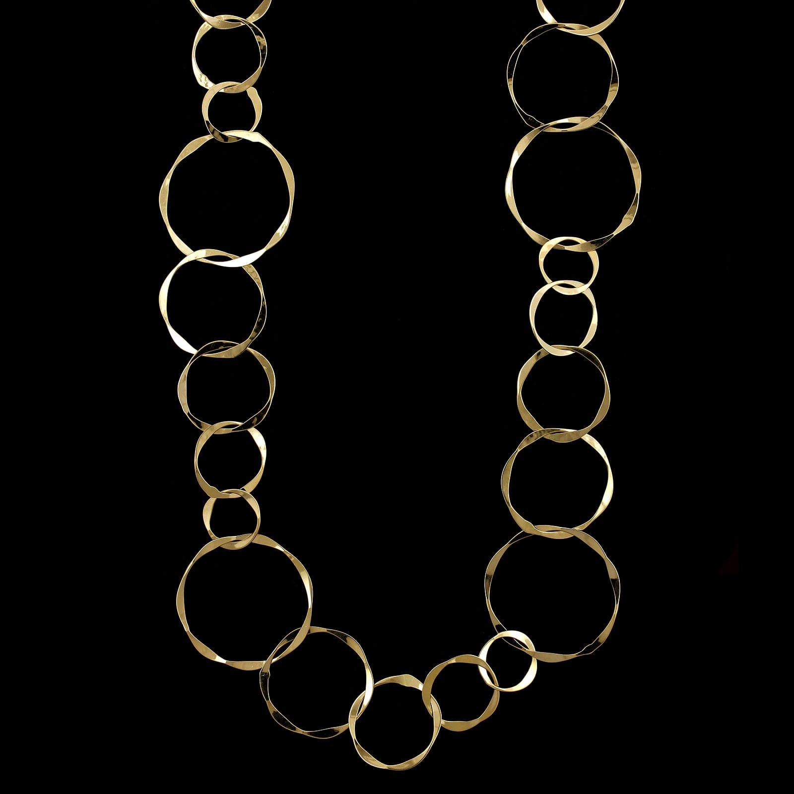 14K Yellow Gold Estate Interlocking Hoop Necklace