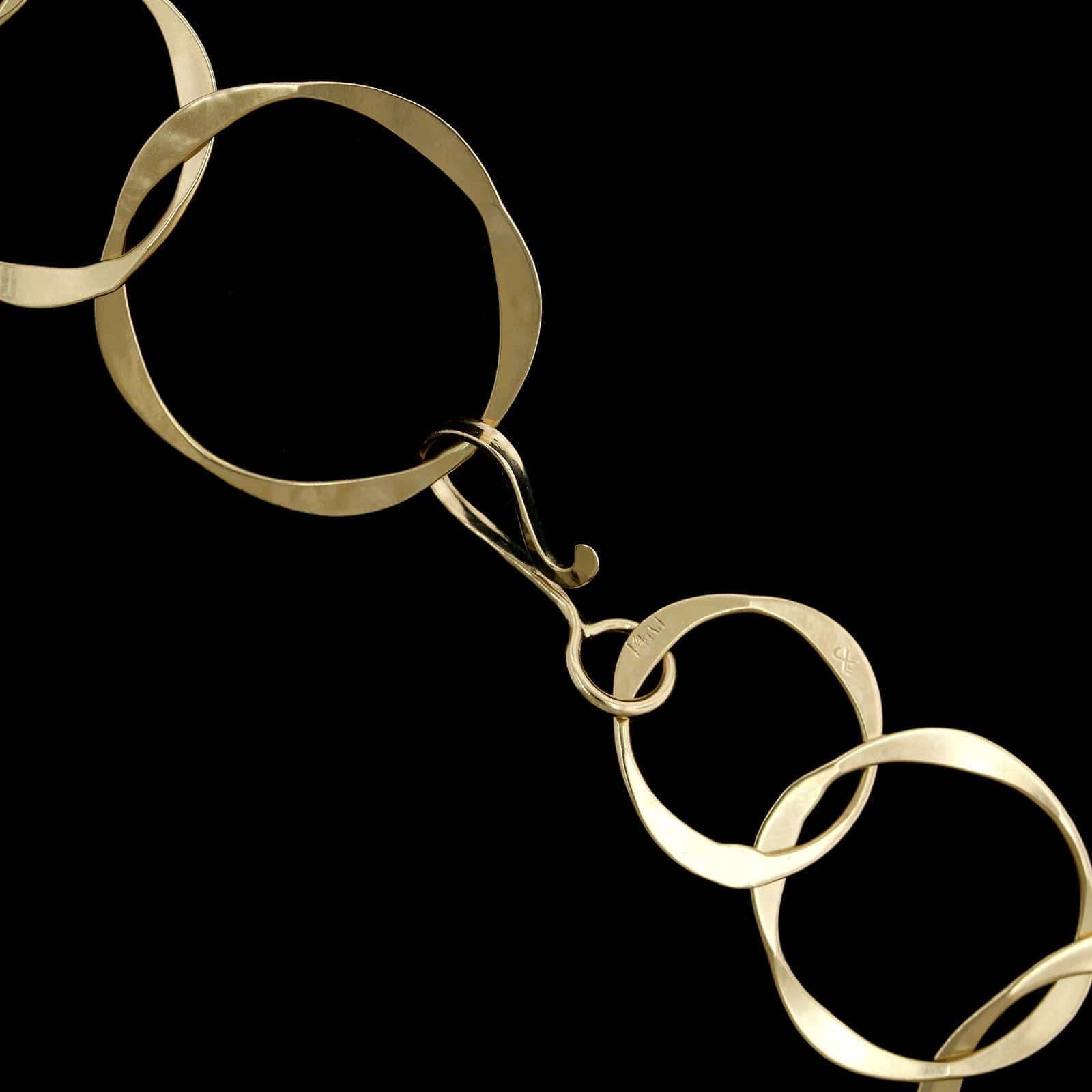 14K Yellow Gold Estate Interlocking Hoop Necklace