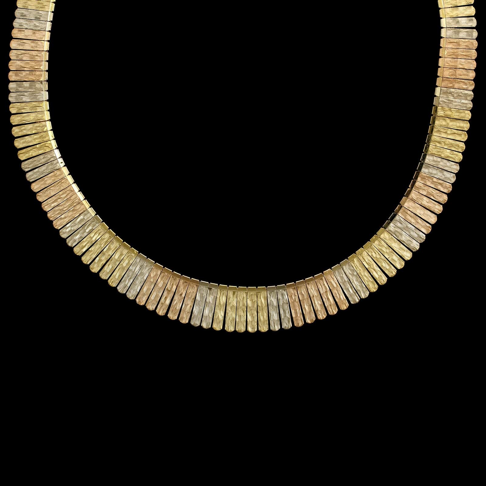 18K Tricolor Gold Estate Fringe Necklace