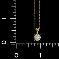 14K Yellow Gold Estate Diamond Cluster Pendant Necklace