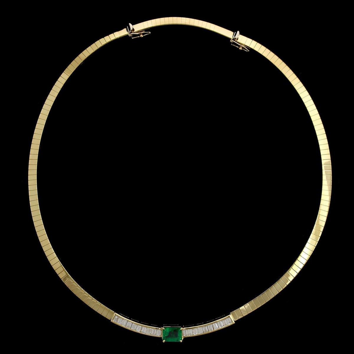 14K Yellow Gold Estate Emerald and Diamond Necklace