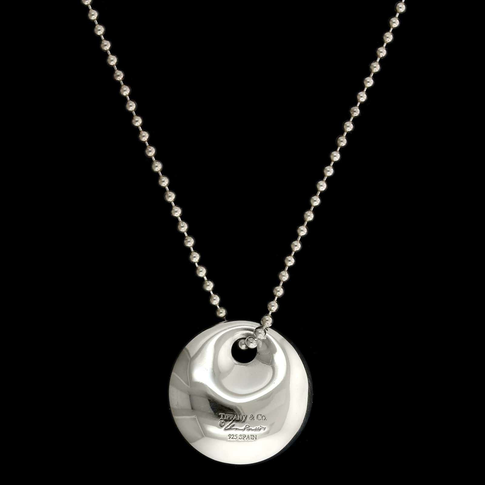 Tiffany & Co. Elsa Peretti Sterling Silver Estate Disk Pendant Necklace