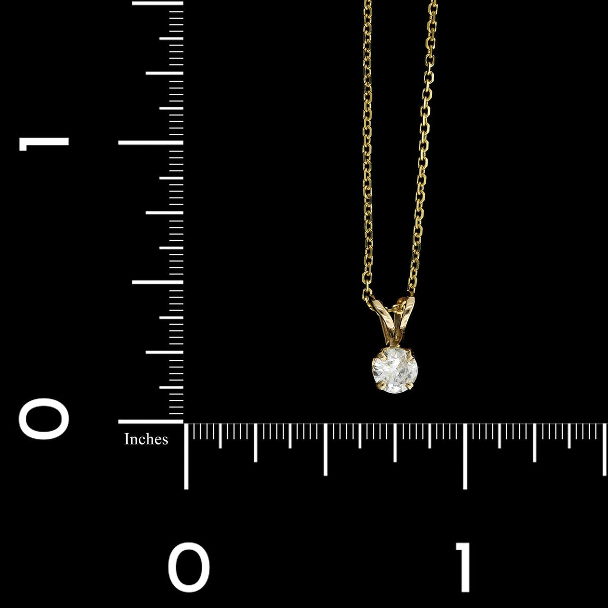 14K Yellow Gold Estate Diamond Solitaire Pendant Necklace