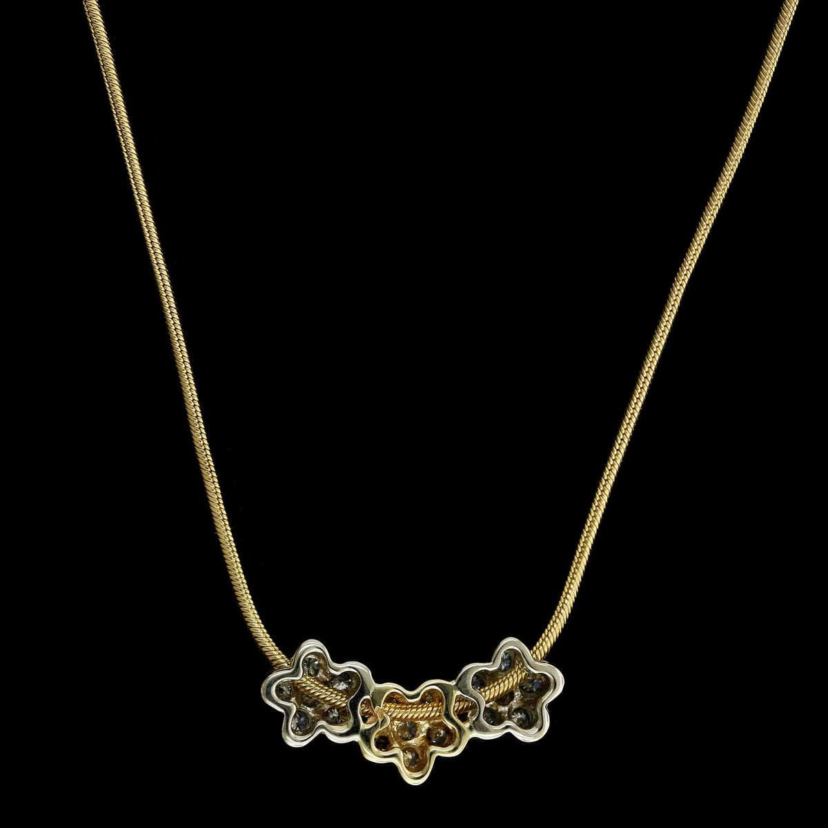 14K Two-tone Gold Estate Diamond Slide Pendant Necklace