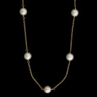 18K Yellow Gold Estate Cultured Pearl Necklace
