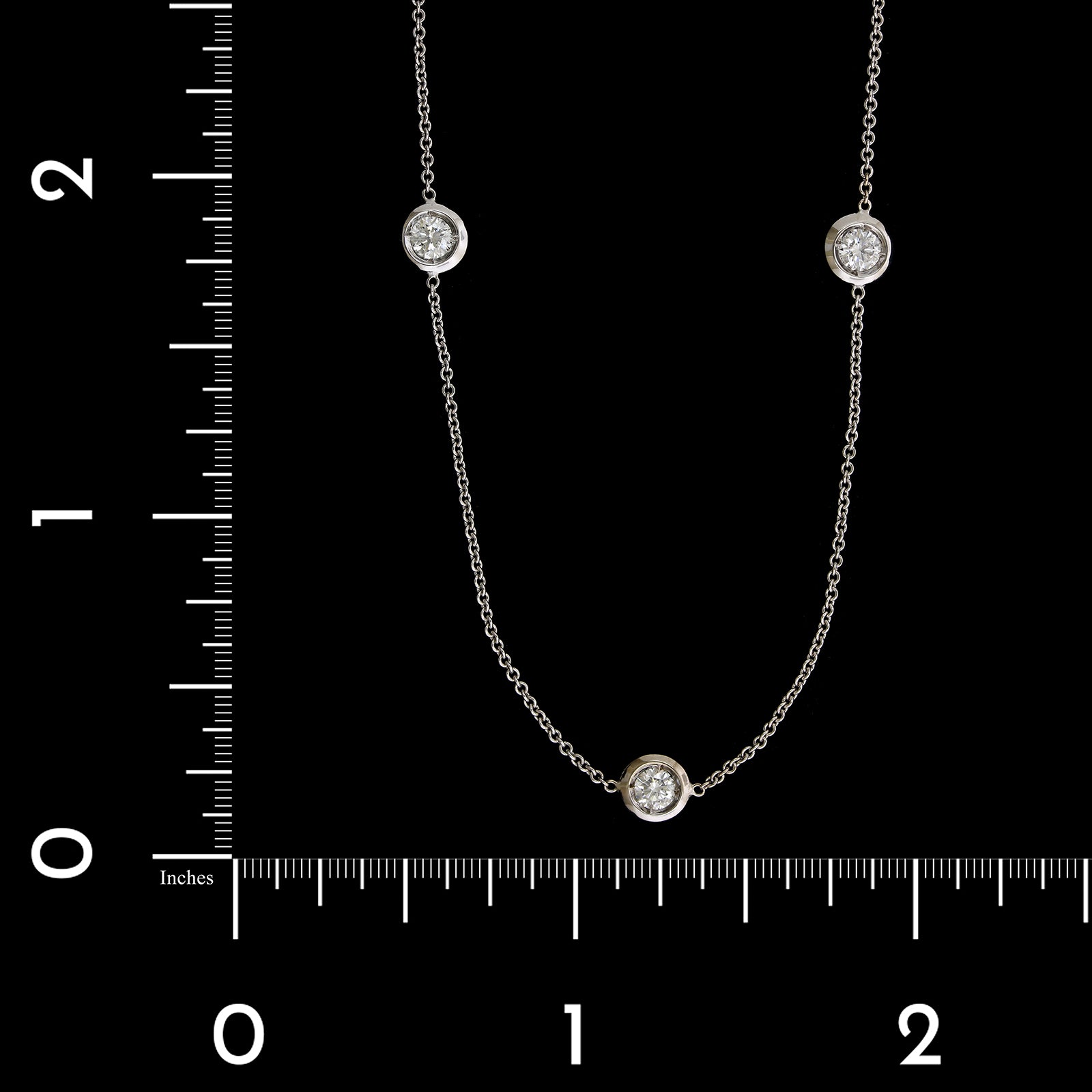 14K White Gold Estate Diamond Bezel Necklace