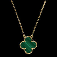 Van Cleef & Arpels Malachite Estate 'Vintage Alhambra' Pendant Necklace