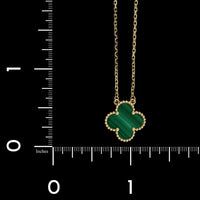 Van Cleef & Arpels Malachite Estate 'Vintage Alhambra' Pendant Necklace