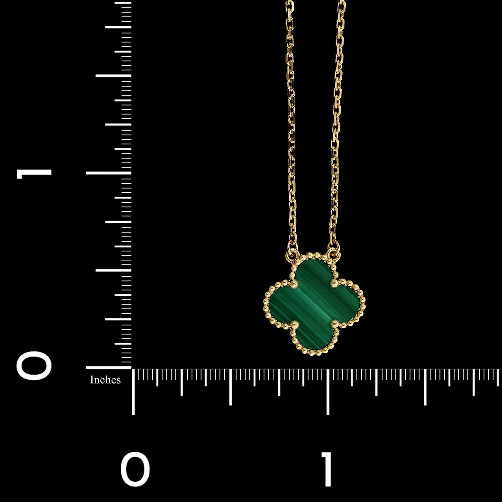 Van Cleef & Arpels Malachite Estate 'Vintage Alhambra' Pendant Necklace