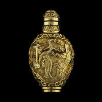 Chinese 14K Yellow Gold Estate Chinoiserie Snuff Bottle Quianlong Marks 20th Century