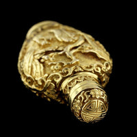 Chinese 14K Yellow Gold Estate Chinoiserie Snuff Bottle Quianlong Marks 20th Century