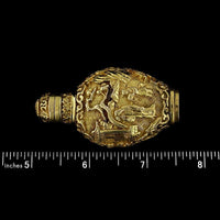 Chinese 14K Yellow Gold Estate Chinoiserie Snuff Bottle Quianlong Marks 20th Century