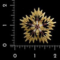 18K Yellow Gold Estate Ruby and Diamond Brooch