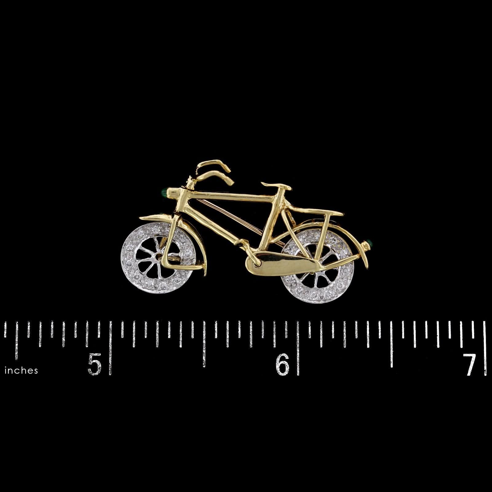 Le Vian 18K Two-Tone Gold Estate Diamond Moveable Bicycle Pin