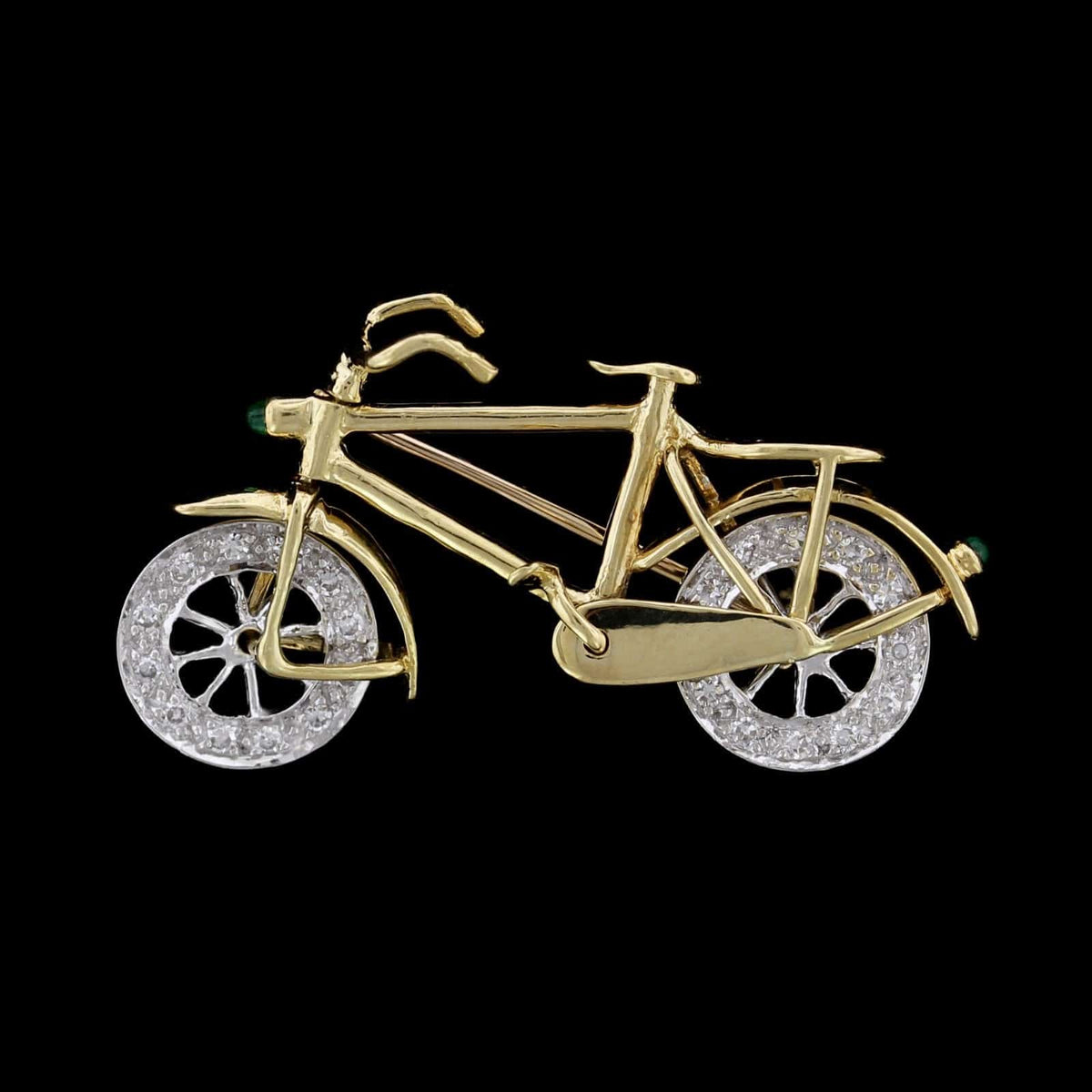 Le Vian 18K Two-Tone Gold Estate Diamond Moveable Bicycle Pin
