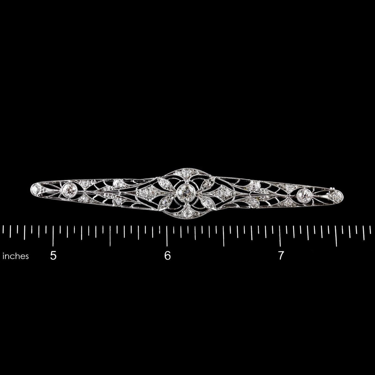 Art Deco Platinum Estate Diamond Bar Pin