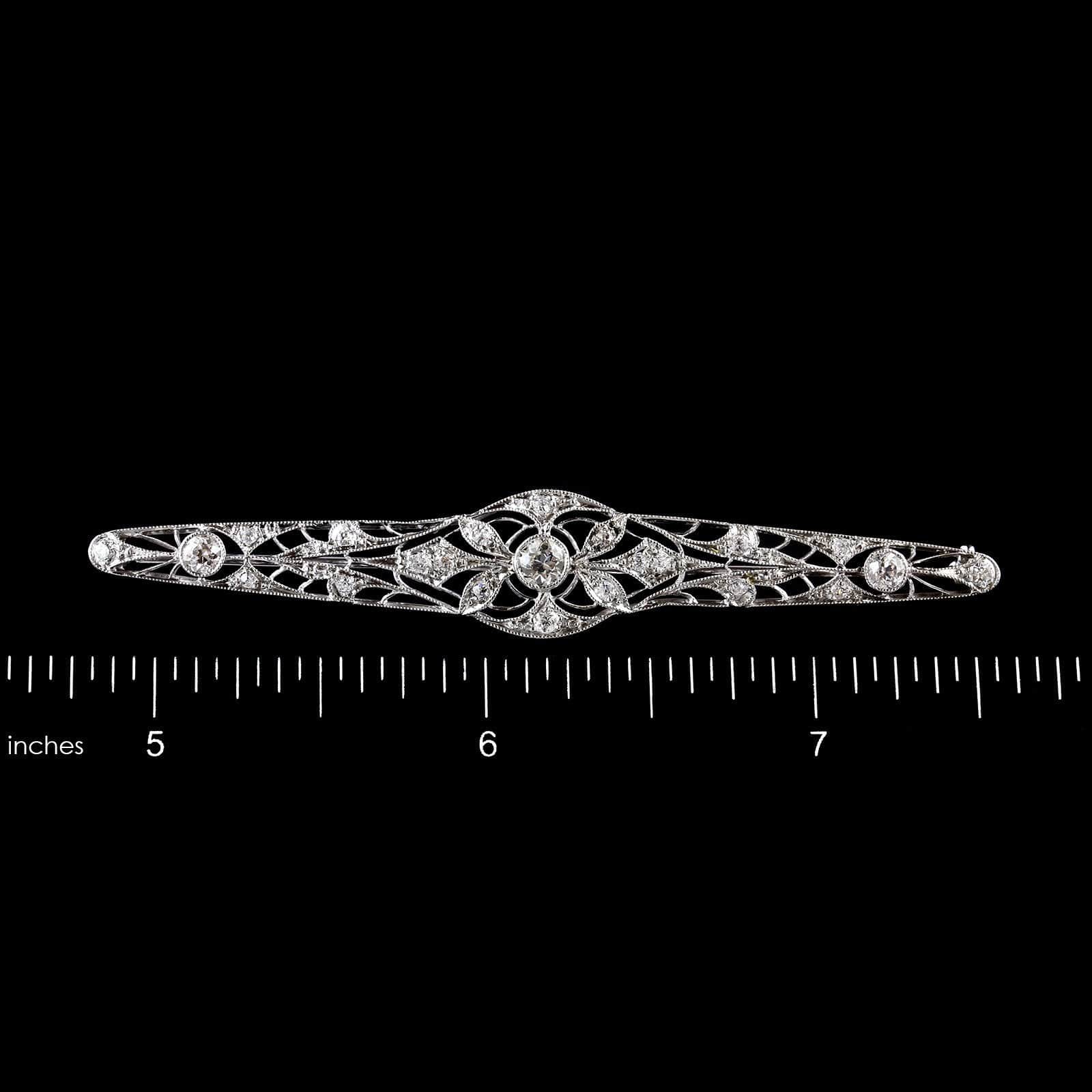 Art Deco Platinum Estate Diamond Bar Pin