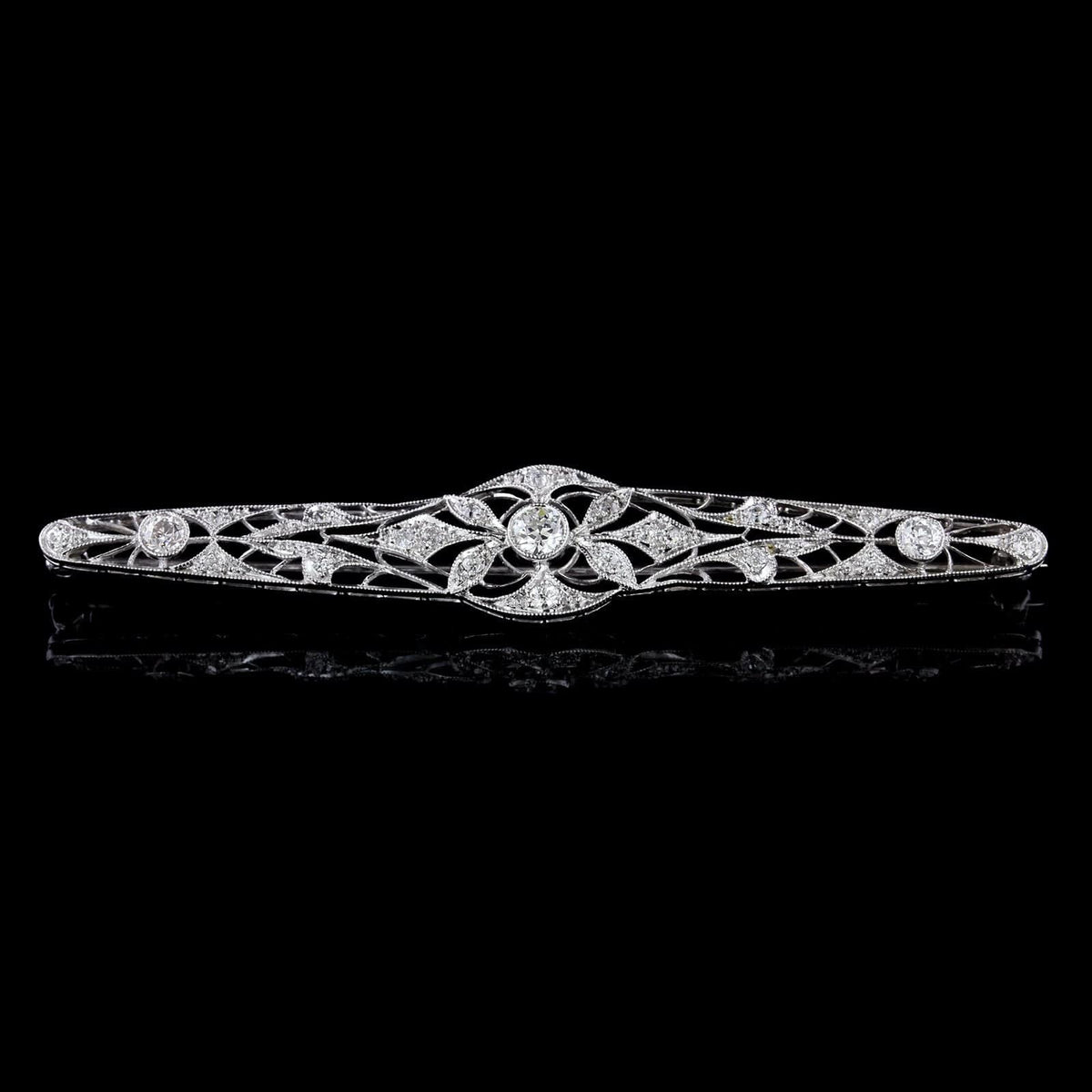 Art Deco Platinum Diamond Bar Pin
