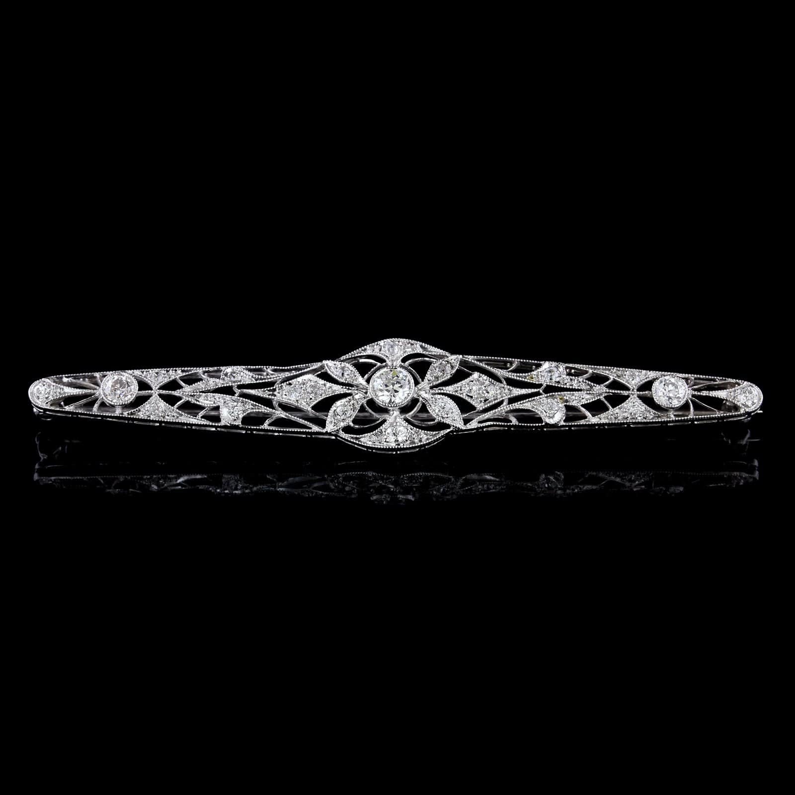 Art Deco Platinum Diamond Bar Pin