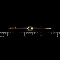 18K Yellow Gold Estate Green Tourmaline Bar Pin