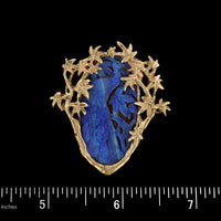 14K Yellow Gold Estate Carved Opal Doublet Peacock Pin/Pendant
