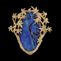 14K Yellow Gold Estate Carved Opal Doublet Peacock Pin/Pendant