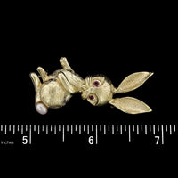 14K Yellow Gold Estate Bunny Rabbit Pin