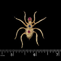 14K Yellow Gold Gem-set Spider Pin