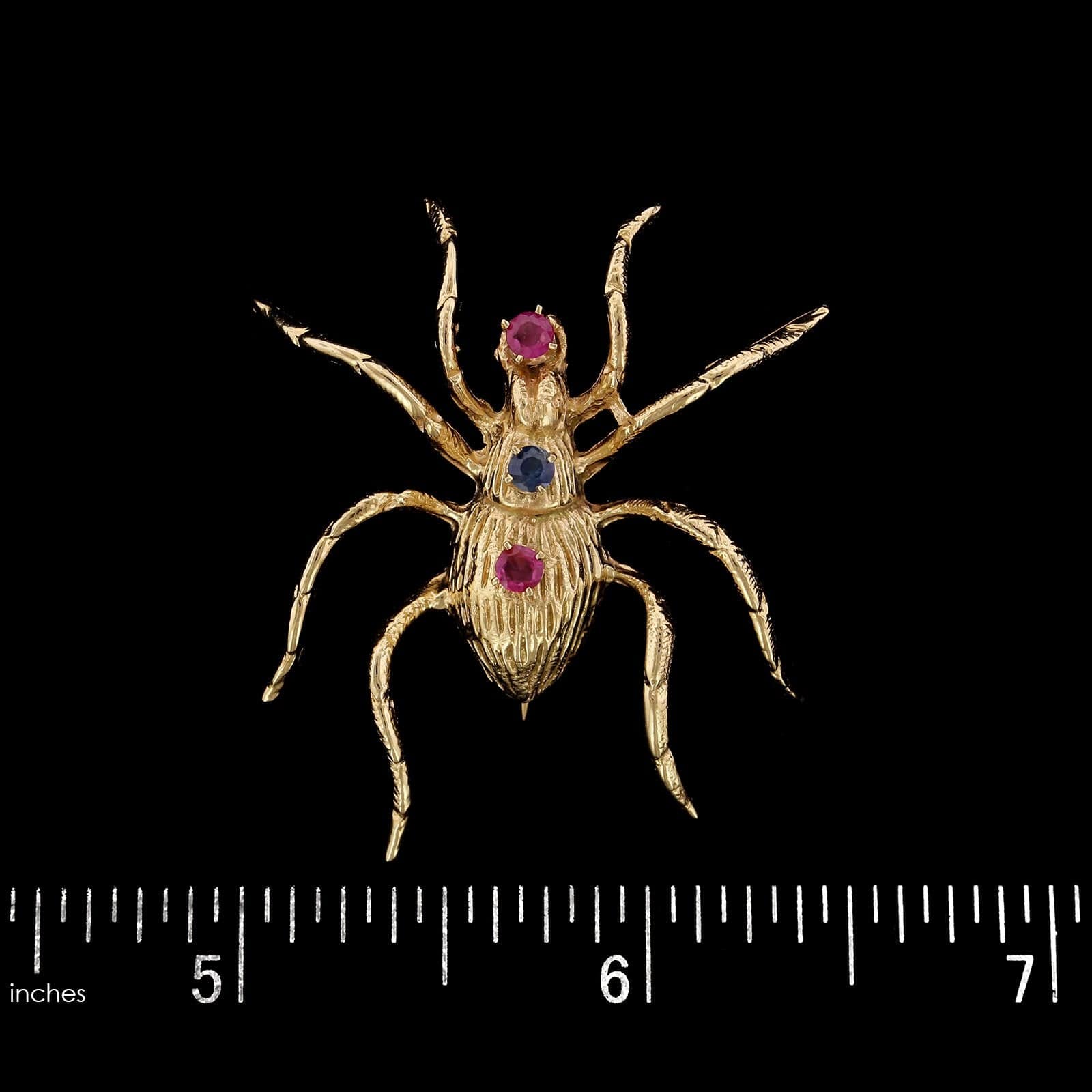 14K Yellow Gold Gem-set Spider Pin