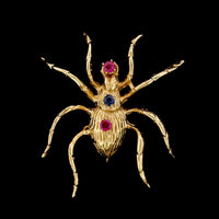 14K Yellow Gold Gem-set Spider Pin