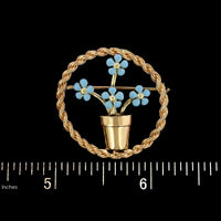 14K Yellow Gold Estate Enamel Flower Pin