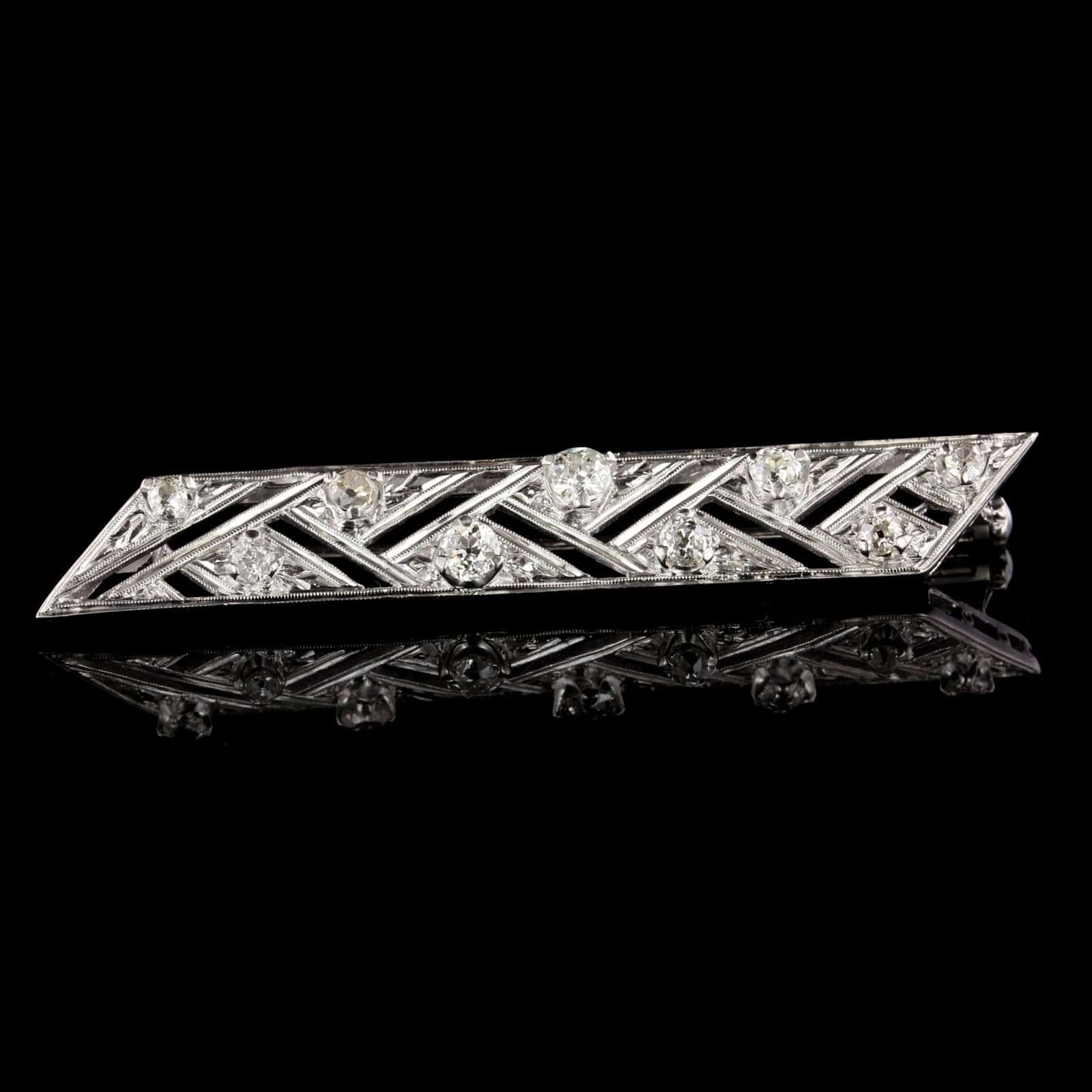 Art Deco Platinum Estate Diamond Bar Pin