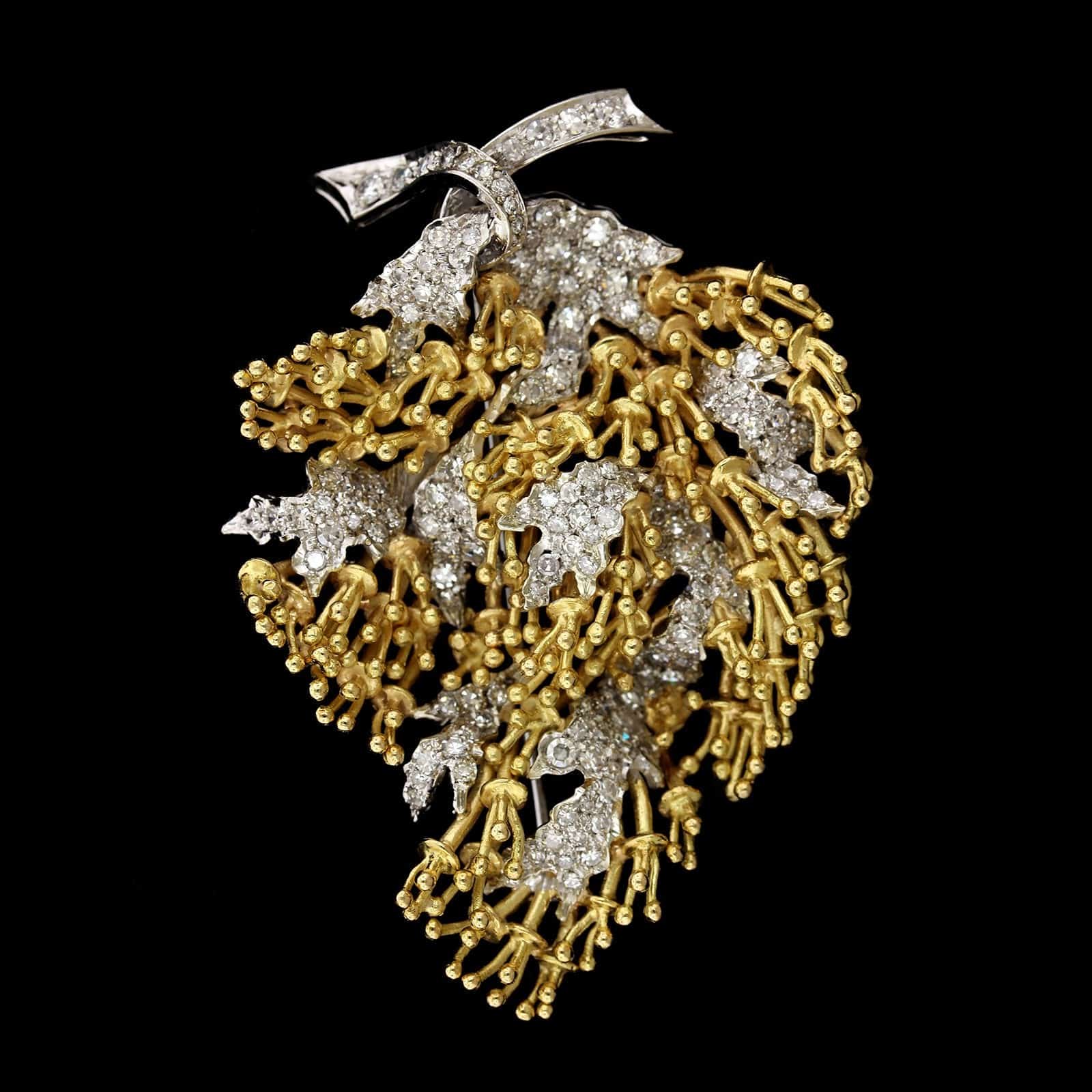 18K Two-tone Gold Estate Diamond Brooch