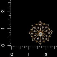 14K Yellow Gold Estate Diamond Wheel Pin/Pendant