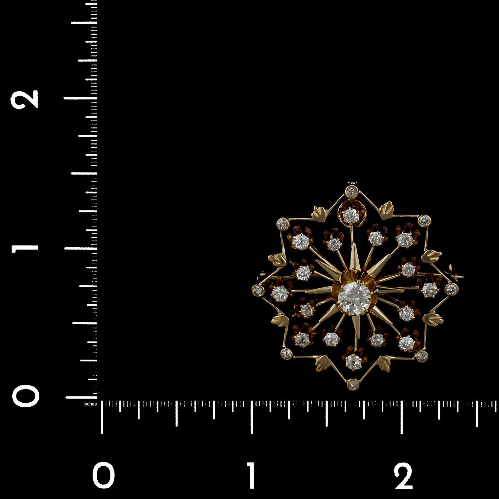 14K Yellow Gold Estate Diamond Wheel Pin/Pendant