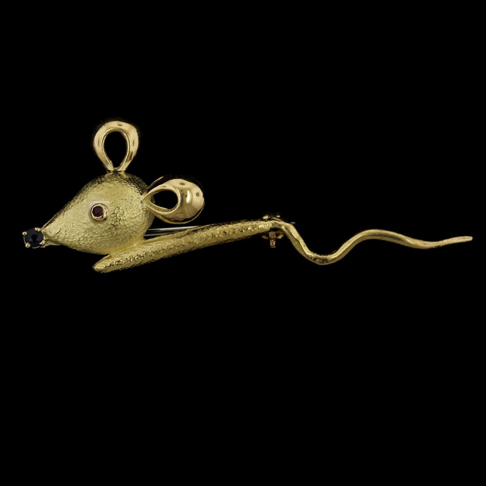 18K Yellow Gold Estate Mouse Pin, France