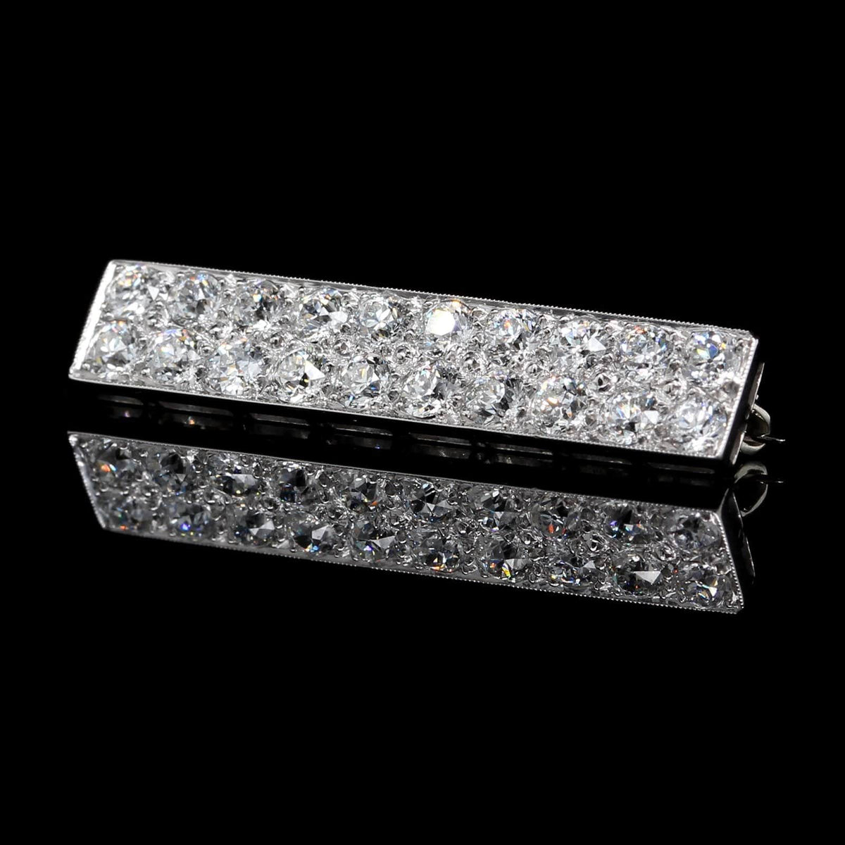 Vintage Platinum Estate Diamond Bar Pin