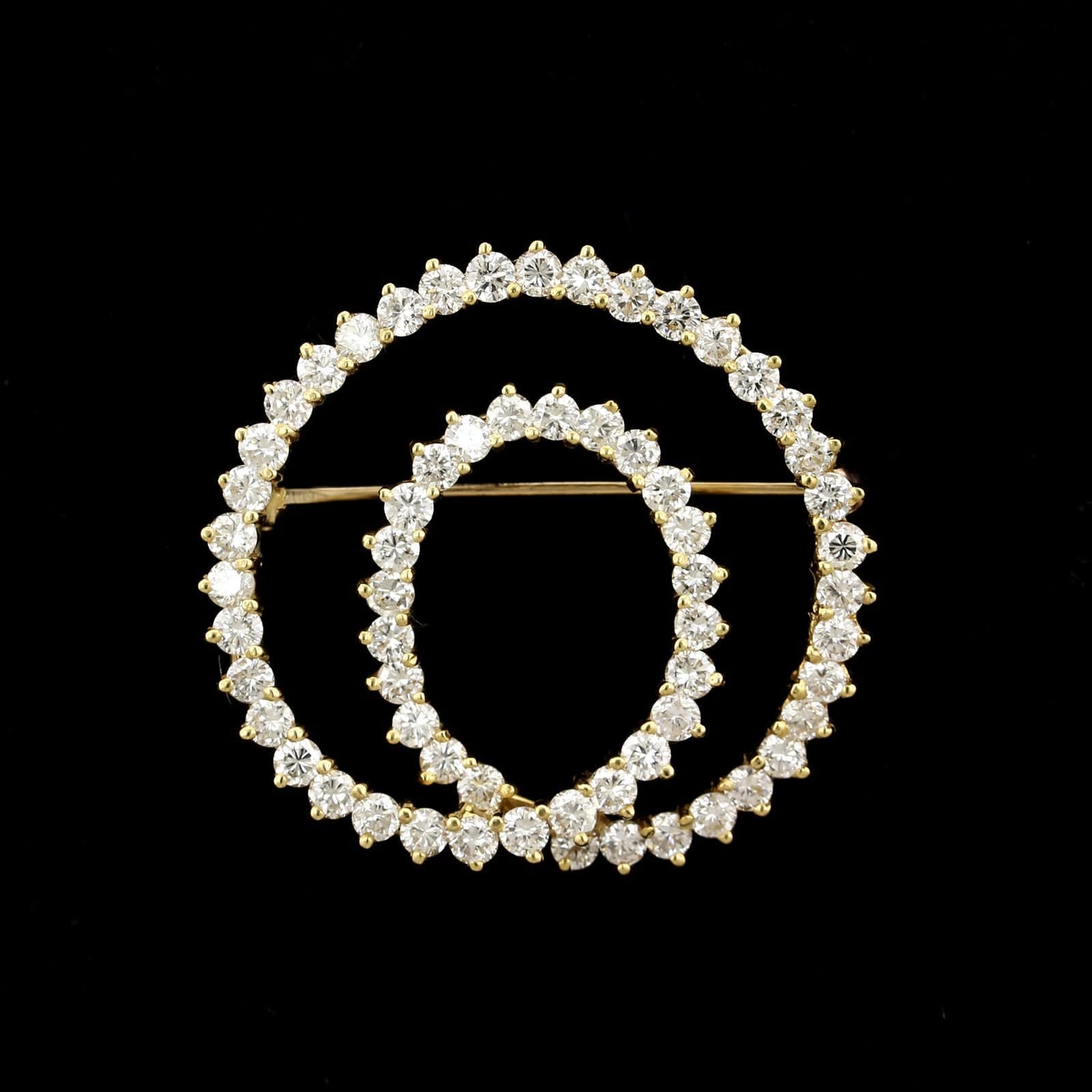 18K Yellow Gold Estate Diamond Swirl Pin