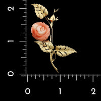 14K Yellow Gold Estate Carved Coral Flower Pin