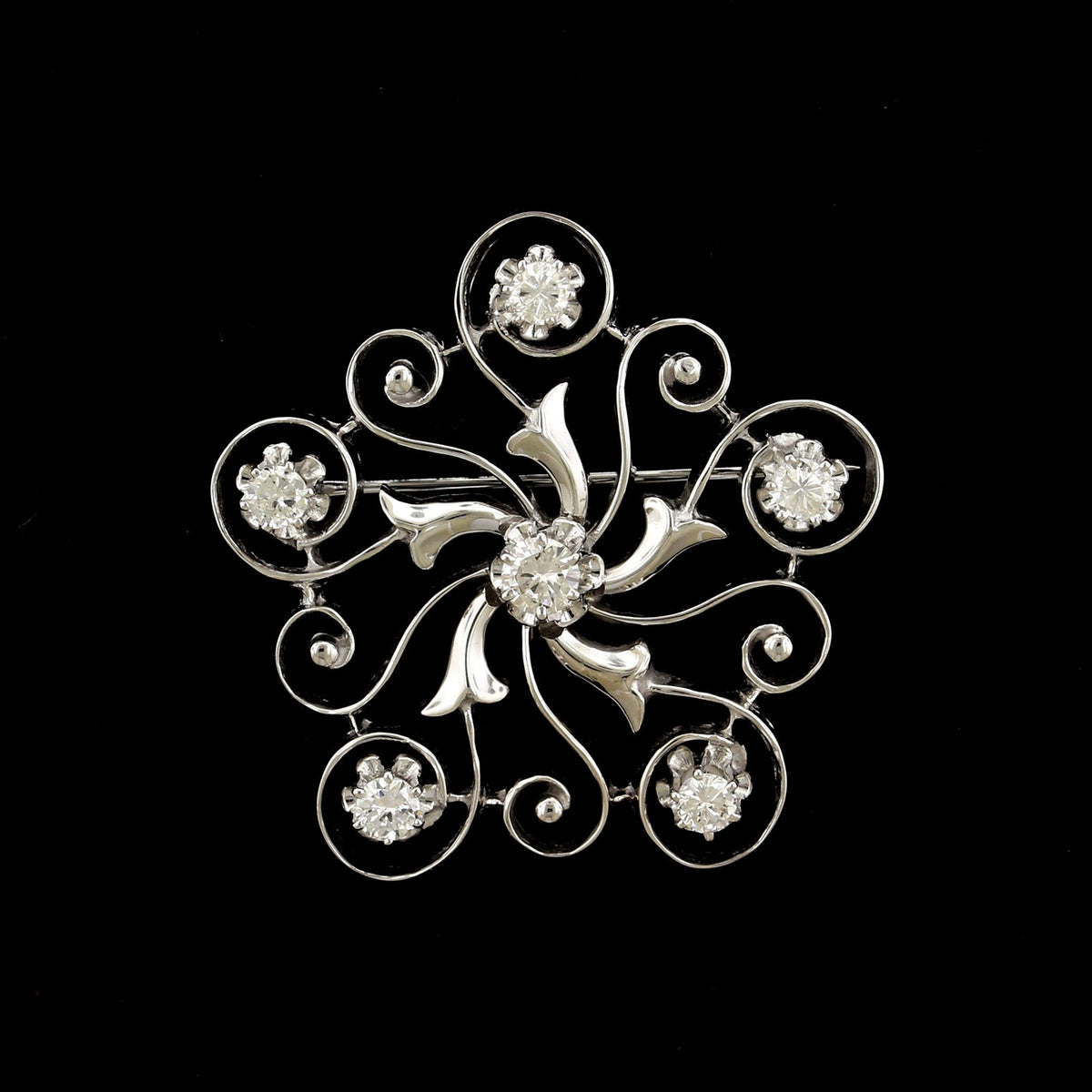 14K White Gold Estate Diamond Pin Pendant
