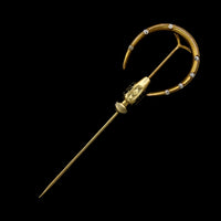 Antique 14K Yellow Gold Estate Diamond Horseshoe Stick Pin
