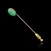 Antique 14K Yellow Gold Jadeite Stick Pin