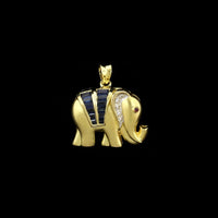 14K Yellow Gold Estate Gem-set Elephant Pin Pendant