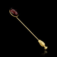Antique 14K Yellow Gold Estate Garnet Stick Pin
