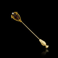 Alling & Co. Art Nouveau 14K Yellow Gold Estate Amethyst Stick Pin
