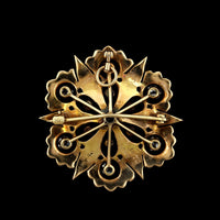 14K Yellow Gold Estate Cultured Seed Pearl and Diamond Pin Pendant